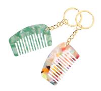 LRXIYODE 2pcs Mini Keychain Wide Tooth Hair Combs for Curly Wavy Hair Portable Small Pocket Comb with Pattern Durable Acetate Material for Travel and Everyday Use