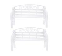 LRXIYODE 2pcs Miniature Dollhouse Bench Model Realistic Lightweight Park Seat Decor for Fairy Garden DIY Crafts European Style Interior Ornament Doll House Accessory