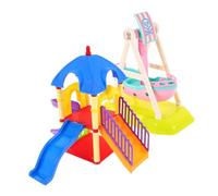 LRXIYODE 2pcs Miniature Playground Model Small Slide and Pirate Ship for Dollhouse Decor Brightly Colored Pretend Play Props Enhancing Creativity and Social Skills