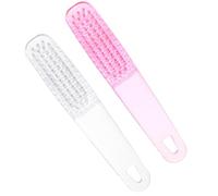 LRXIYODE 2pcs Nail Dust Cleaning Brush with Handle Grip Plastic Manicure Pedicure Nail Scrubber for Fingernail Cleanup Dense Skin-friendly Bristles for Art Powder Removal Portable Care Tool