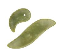 LRXIYODE 2Pcs Natural Jade Gua Sha Face Massage Plate Smooth Edges for Skin Care Absorption Muscle Relaxation Multi Function Facial Massager Gift