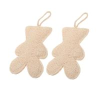 LRXIYODE 2pcs Natural Loofah Fiber Bear-Shaped Shower Scrubber for Adults and Exfoliating Body Sponge with Dense Bristles for Thorough Dead Skin Removal and Maximized Foam Volume Bath