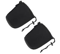 LRXIYODE 2Pcs Neoprene Lens Pouch Shockproof Camera Lens Bag for DSLR Water Resistant Protective Case with Drawstring for Photography Outdoors Black