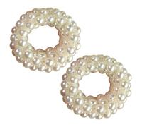 LRXIYODE 2pcs Pearl Beaded Elastic Hair Ties for Women and Flexible Ponytail Holders with Elegant Design Suitable for Weddings Parties Daily Hair Accessories