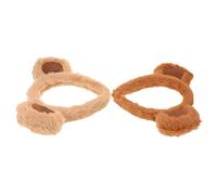 LRXIYODE 2pcs Plush Brown Bear Ears Headband for Women Soft Animal Horned Headdress with Furry Comfortable Cosplay Costume Accessory for Christmas Makeup Face Washing