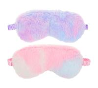 LRXIYODE 2pcs Plush Bunny Sleeping Eye Masks Soft Furry Light-Blocking Eye Cover for Women Men Travel Nap Party Sleep Shades Comfortable Elastic Blindfold