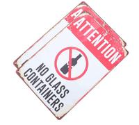 LRXIYODE 2pcs Pool Signs No Glass Containers Warning Sign Easy Visibility Iron for Recreational Spaces and Swimming Pools