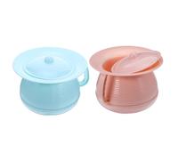 LRXIYODE 2pcs Portable Chamber Pot with Lid Ergonomic Handle for Women Men Bedside Urinal Blue Pink Comfortable Grip Spill Resistant Easy to Clean for Night Use and Potty Training