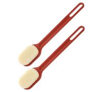 LRXIYODE 2pcs Portable Long-Handled Bath Brush with Tender Hair for Exfoliating and Cleaning for Home Shower Use Red Color Easy to Carry Promotes Glowing Skin