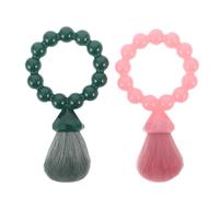 LRXIYODE 2pcs Portable Loose Powder Blush Brush Set with Pearl Soft Bristles, Short Handle Cream and Powder Makeup Brushes for Travel and Daily Use