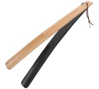 LRXIYODE 2pcs Portable Wooden Shoe Horns with Long Handle Ergonomic U-shaped Design for Easy Shoe Wearing Lightweight and Sturdy Travel Horns for Seniors and Pregnant Women