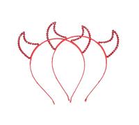 LRXIYODE 2pcs Rhinestone Devil Horns Headband Halloween Horn Hair Headdress Red Crystal Party Headwear Accessories