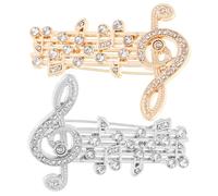 LRXIYODE 2pcs Rhinestone Musical Note Brooch Durable Metal Lapel Pins with Guitar Design Festival Gift Pin for Women Elegant Clothing Decoration Accessories