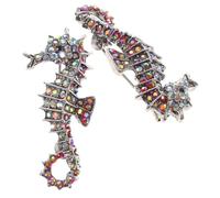 LRXIYODE 2pcs Rhinestone Seahorse Brooch Pin Ocean Animal Crystal Lapel Pins for Women Clothing Backpack Decor Wedding Safety Brooch Set