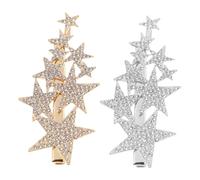 LRXIYODE 2Pcs Rhinestone Star Hair Clips Chic Hair Accessories for Women Sparkly Silver Gold Hairpins for Daily Wear Festival Parties