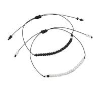 LRXIYODE 2pcs Rice Beads Couple Wrist Bracelets Sliding Knot Handwoven Jewelry for Women and Men Friendship Link Accessory