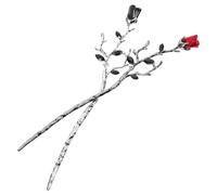 LRXIYODE 2pcs Rose Flower Hair Sticks Metal Alloy Hair Styling Pins Smooth Edges Durable Lightweight for Women Bun Chignon Silver and Gun Black