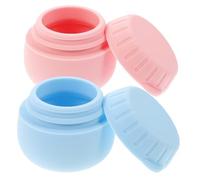 LRXIYODE 2pcs Silicone Travel Jars for Cosmetics and Jewelry Refillable Toiletry Containers Airtight Portable Storage Bottles in Blue and Pink Compact Lightweight Organizer for Travel