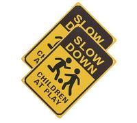 LRXIYODE 2pcs Slow Down Sign At Play Warning Sign for Street Lawn Caution for Neighborhoods Educational Tool for Traffic Awareness Safety
