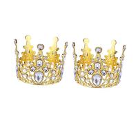 LRXIYODE 2Pcs Small Metal Crown Cake Toppers Vintage Baroque Style Party Decorations for Birthday Wedding Shower Durable Mini Gold Ornaments to Enhance Celebration Atmosphere