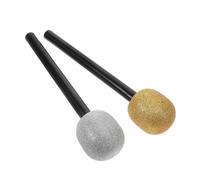 LRXIYODE 2pcs Sparkly Microphone Prop Lightweight Portable Fake Mic for Halloween Party Decorations Birthday Photo Booth Favors with Glitter Gold and Silver
