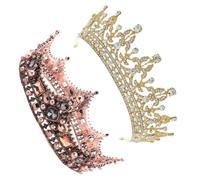 LRXIYODE 2pcs Vintage Baroque Crystal Pearl Bridal Tiara Elegant Rhinestone Headbands for Wedding Bride and Decorative Crown Hairpiece for Anniversary Festival