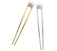 LRXIYODE 2pcs Vintage Hair Forks for Women Large Pearl Hair Sticks for Buns and Updos Smooth Surface in Gold and Silver Sturdy Hold Suitable for Parties and Weddings