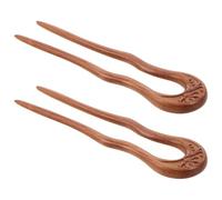 LRXIYODE 2pcs Vintage Hairpin Wooden Hair Pin Fork Classic Design U-shape Hair Sticks for Updo Chignon Pin Styling for Women Decorative Stick Asian Inspired Fork Natural Wood Material