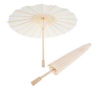 LRXIYODE 2pcs Vintage Paper Parasols with Frame White Miniature Umbrellas for Dollhouse Wedding Bridal Party Decor DIY Painting Craft Chinese Japanese Style Shade