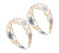 LRXIYODE 2pcs Wide Embroidered Floral Lace Headbands for Women Oriental Ethnic Pattern Hairbands Skin Care Makeup Headbands Vintage Boho Style Accessories for Spring and Everyday Wear