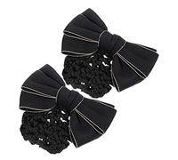 LRXIYODE 2pcs Women Bow Snood Hair Net Barrette Bun Cover Headdress Strong Clip for All Hair Types Classic Black for Formal Occasions Durable Unique Design
