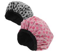 LRXIYODE 2Pcs Women Shower Cap with Absorbent Microfiber Inner Lightweight Bath Hair Cover with Elastic Band for Quick Drying Multi-use Bathing Bonnet in Black and Red Dots