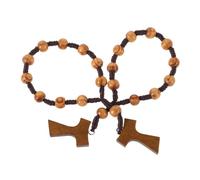 LRXIYODE 2pcs Wooden Cross Prayer Beads Bracelet with Knot Counting Structure Handmade Rosary Jewelry for Unisex Daily Wear Versatile Christian Accessory for Outdoor and Indoor Use