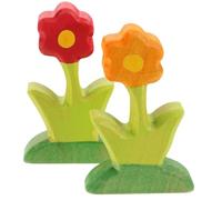 LRXIYODE 2pcs Wooden Flower Shape Building Blocks DIY Micro Scene Garden Decor Educational for Boys Realistic Miniature Nature Exploration and Creative Learning