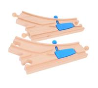 LRXIYODE 2Pcs Wooden Train Track Switch with Curved Connector for Flexible Layouts Safe and Reliable for Train and Imaginative Play