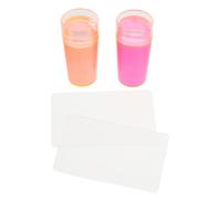 LRXIYODE 2sets Silicone Manicure Stampers with Transparent Large Heads and Scraping Boards Nail Art Transfer Tools Kit for Professional and Home Use Pink and Orange