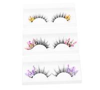LRXIYODE 3 Pairs Assorted Color False Eyelashes Decorative Fiber False Lash Natural Look Glitter Eyelashes Blend Well with Eyelids for Halloween and Thanksgiving Women