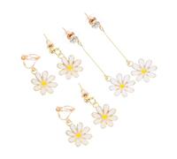 LRXIYODE 3 Pairs Daisy Flower Earrings Studs and Ear Clips Durable Floral Design for Women for Daily Wear and Special Occasions Charming Accessory Gift