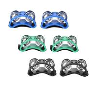 LRXIYODE 3 Pairs Foot Tambourines Ergonomic Percussion Instruments for Dance Music Performance Fitness Activities Lightweight Accompaniment with Jingle Bells Blue Green Black