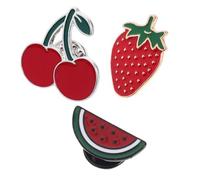 LRXIYODE 3 Pcs Cute Cartoon Fruits Brooch Enamel Pins Featuring Watermelon Strawberry Cherry for Women Stylish Jewelry Accessories for Summer Clothing Dress