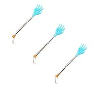 LRXIYODE 3 Pcs Telescopic Back Scratchers with Head Massagers Portable Multipurpose Body and Leg Scratching Tools for Travel Itch Relief and Gentle Scalp Massage Blue Stainless Steel