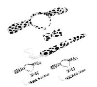 LRXIYODE 3 Sets Halloween Dog Ear Headbands Bow Ties Tails Costume for Adults Party Cosplay Dalmatian Spots Accessory