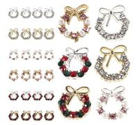 LRXIYODE 30pcs Christmas Nail Charms Metal Garland Bow Rhinestone Studs Wreath Gems for Nails Festive Manicure Decorations DIY Holiday Party Art