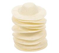 LRXIYODE 30pcs Miniature Small Beige Straw Hats DIY Craft Decoration for Dollhouses Photo Props Cloth Material Smooth Edges for Miniature Scenes and Creative Projects