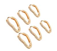LRXIYODE 3Pairs Stylish Rhinestone Heart Shaped Earrings of All Match Ear Decors for Women Comfortable Wear for Occasions Elegant Design Plated