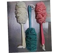 LRXIYODE 3pc Long Handle Bath Flower Scrubber Body Brush for Exfoliating Shower Mesh Gauze Scrubber and Long Handle for Bath Rubbing Towel