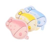 LRXIYODE 3Pcs Bath Sponges Soft Exfoliating Shower Scrubbers for Newborns Comfortable Shower Tools in Blue Pink Yellow for Gentle Skin Cleaning