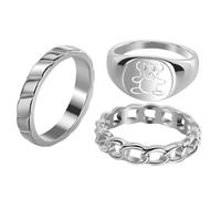 LRXIYODE 3Pcs Bear Rings Set Cute Cartoon Jewelry for Women Teen Aesthetic Statement Ring Comfortable Durable Birthdays Festivals