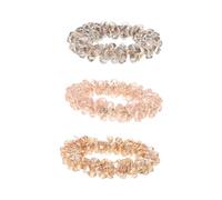 LRXIYODE 3pcs Crystal Hair Ties Stretchy Elastic Rhinestone Scrunchies for Women Durable Ponytail Holders Chic Accessories for Any Occasion Timeless Simplicity Pink and Gray