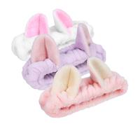 LRXIYODE 3pcs Cute Skincare Headband for Women Fluffy Face Wash Headbands Light Pink White and Purple for Spa Makeup and Facial Cleansing